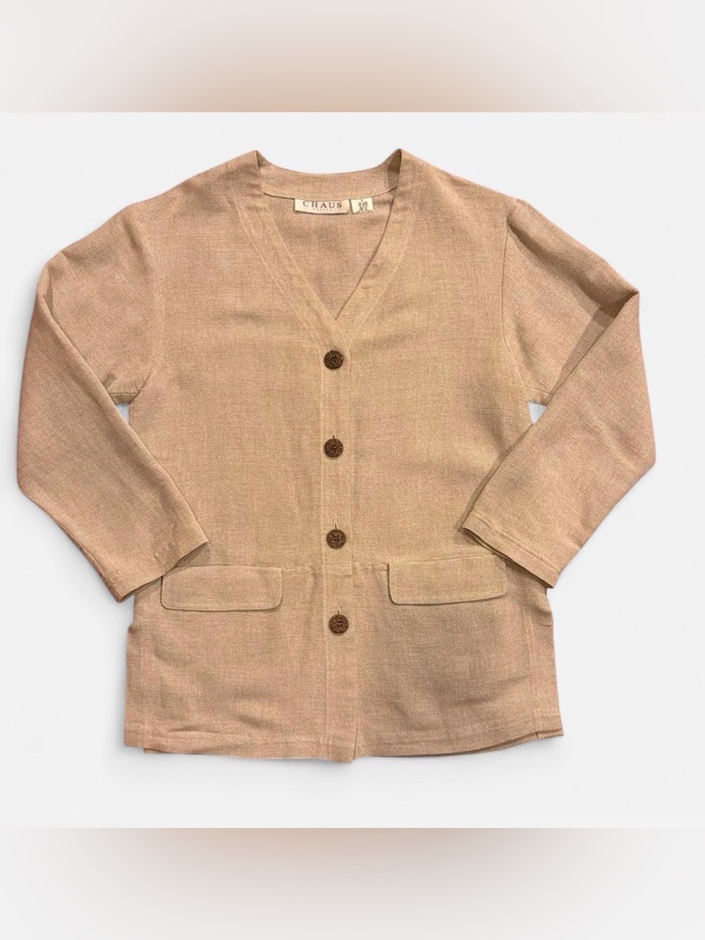 Chaus Light Beige Button-Front Blazer Size M